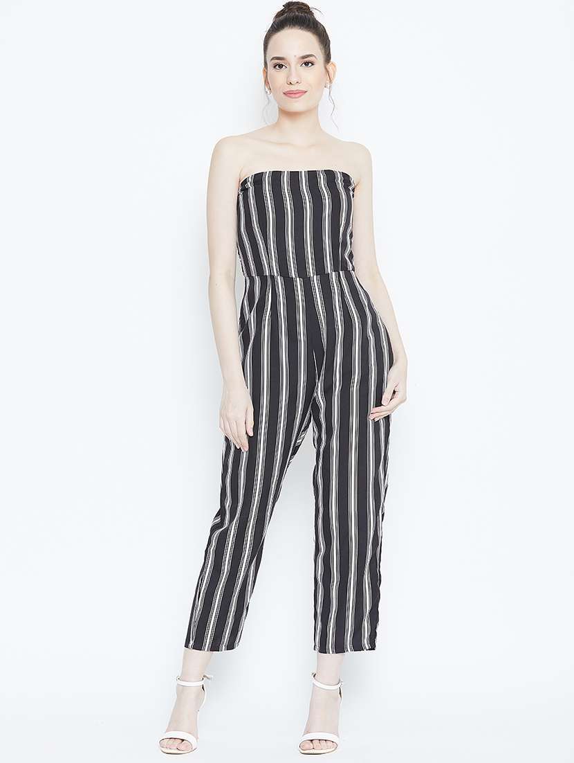 women striped strapless jumpsuit
