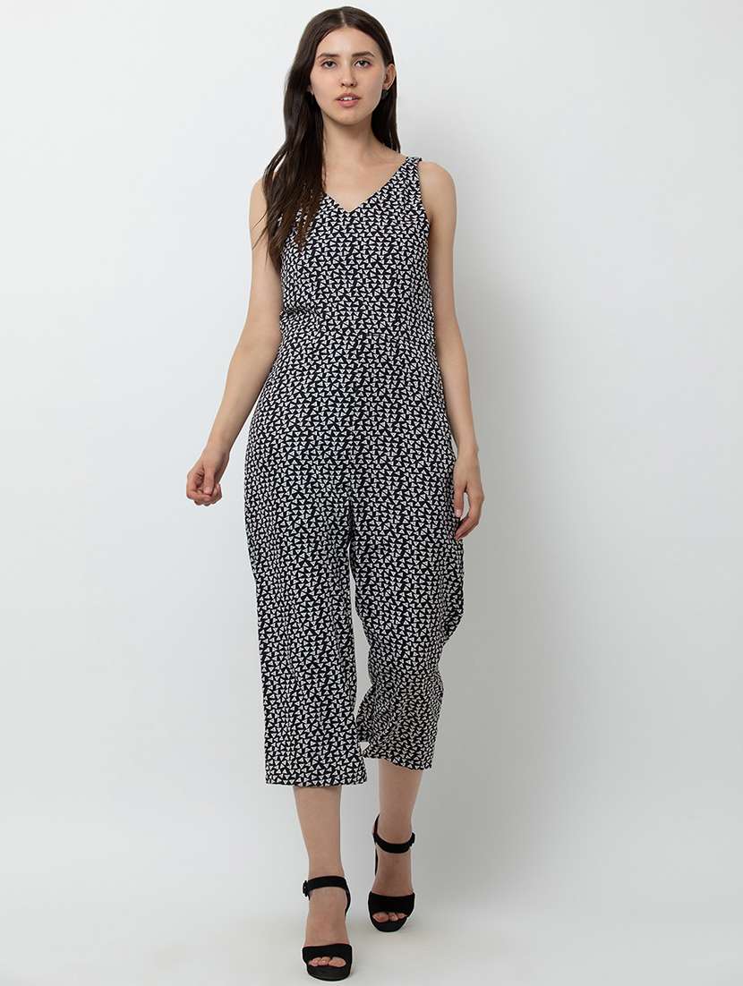 women printed sleeveless jumpsuit