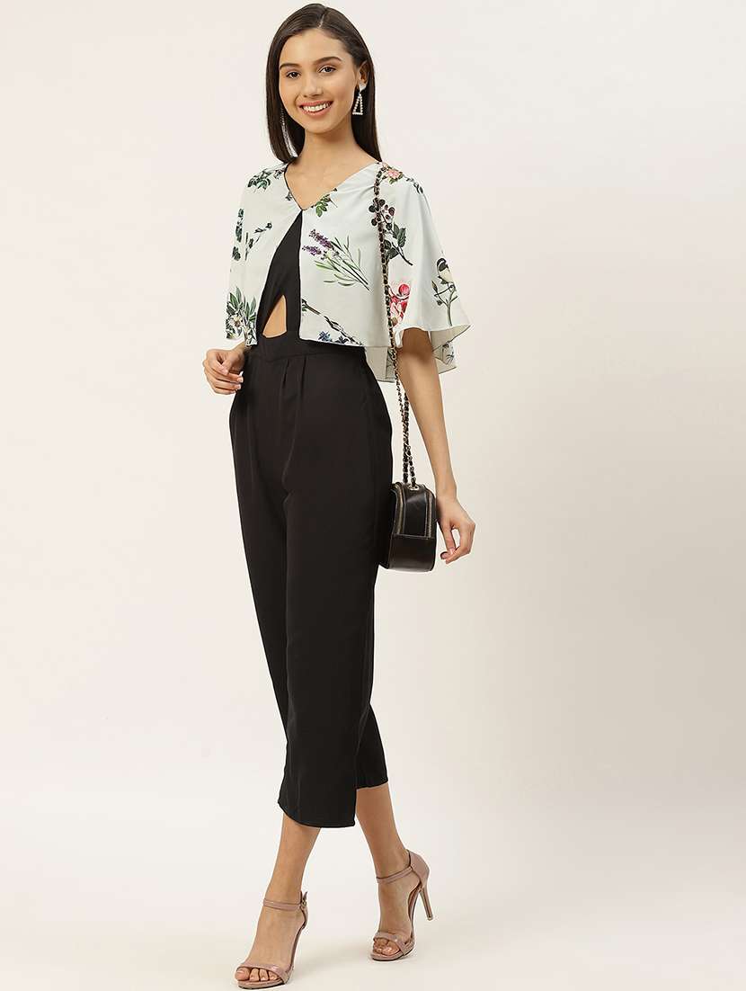 women floral print bell sleeve jumpsuit