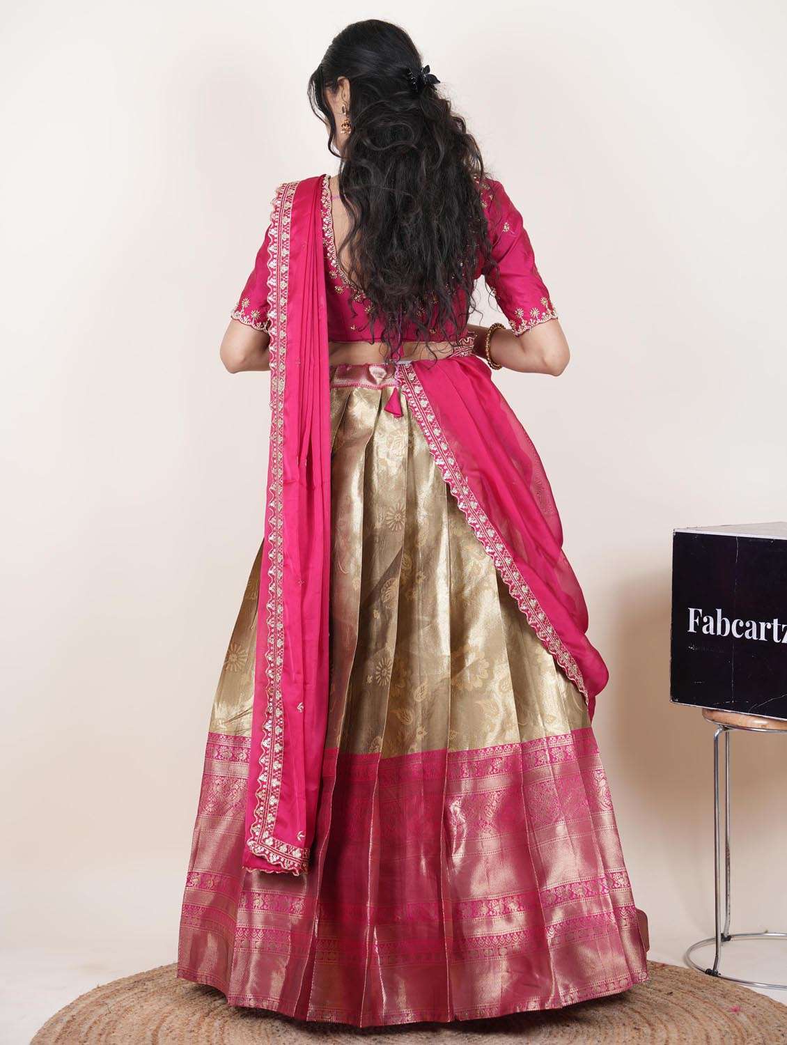 beige silk flared lehenga - 22380793 -  Standard Image - 2