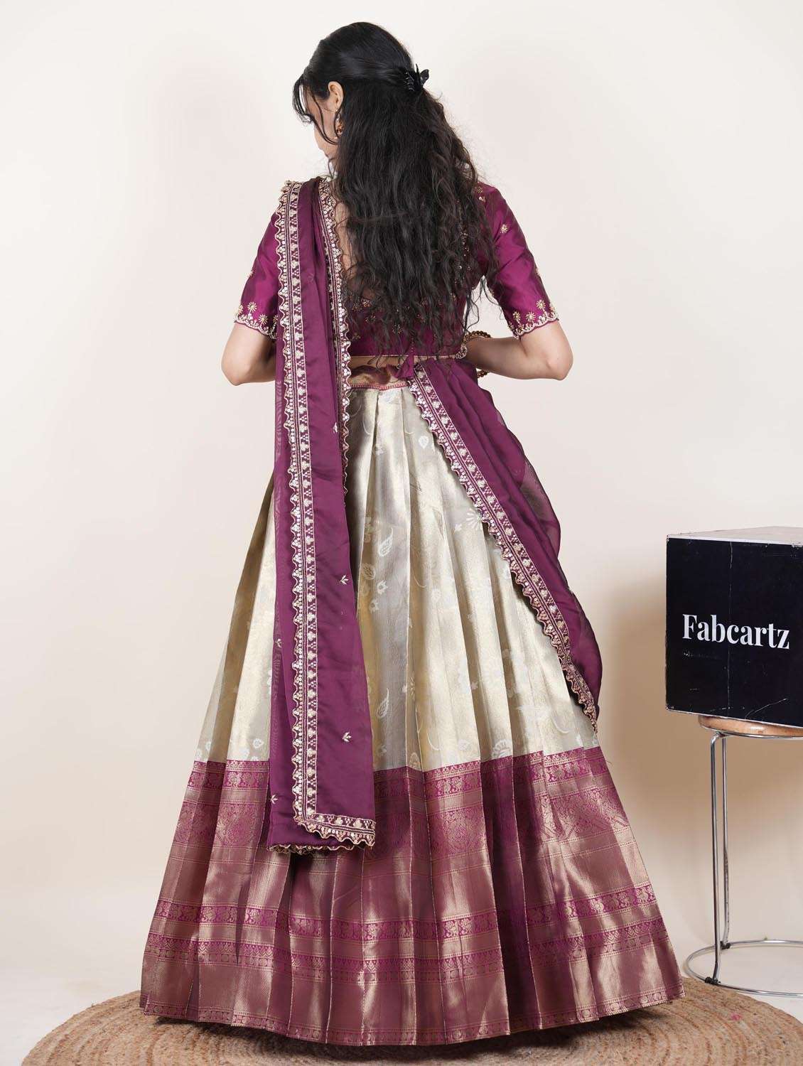 cream silk flared lehenga - 22380796 -  Standard Image - 2
