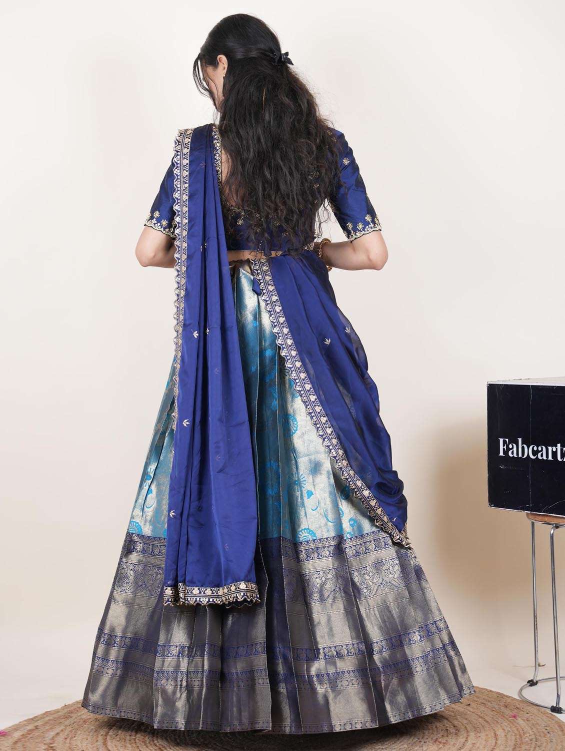 sea green silk flared lehenga - 22380797 -  Standard Image - 2