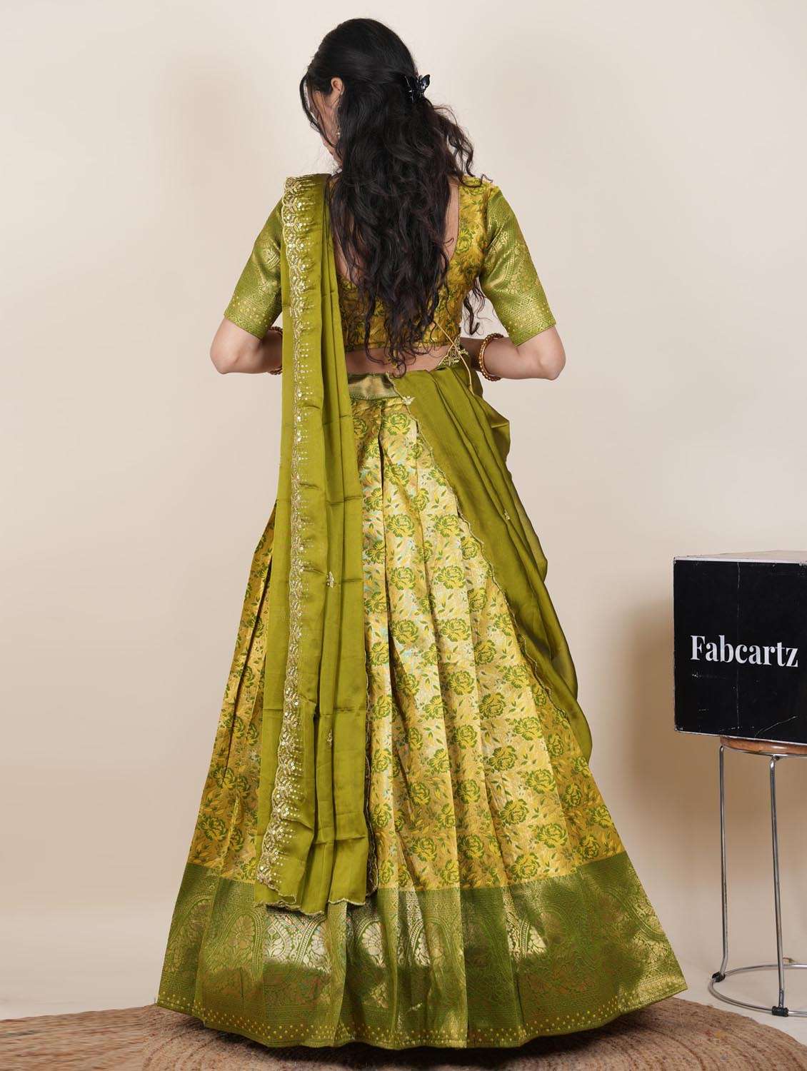yellow silk flared lehenga - 22380817 -  Standard Image - 2