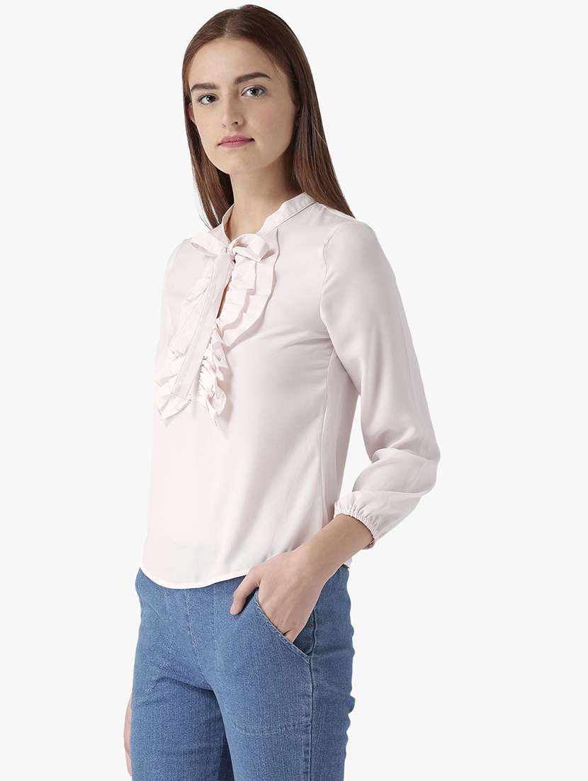women solid long sleeve regular top