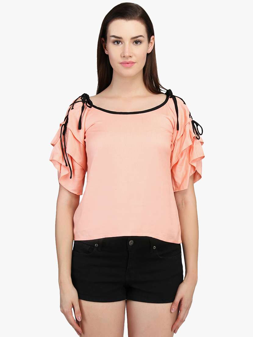 women solid short sleeve straight top