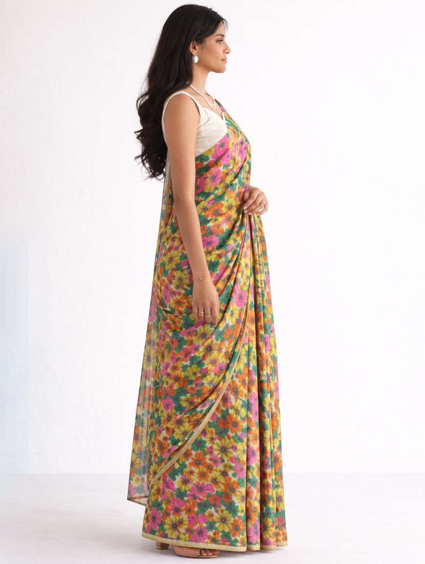 women printed casual wear saree with blouse - 22380907 -  Standard Image - 2