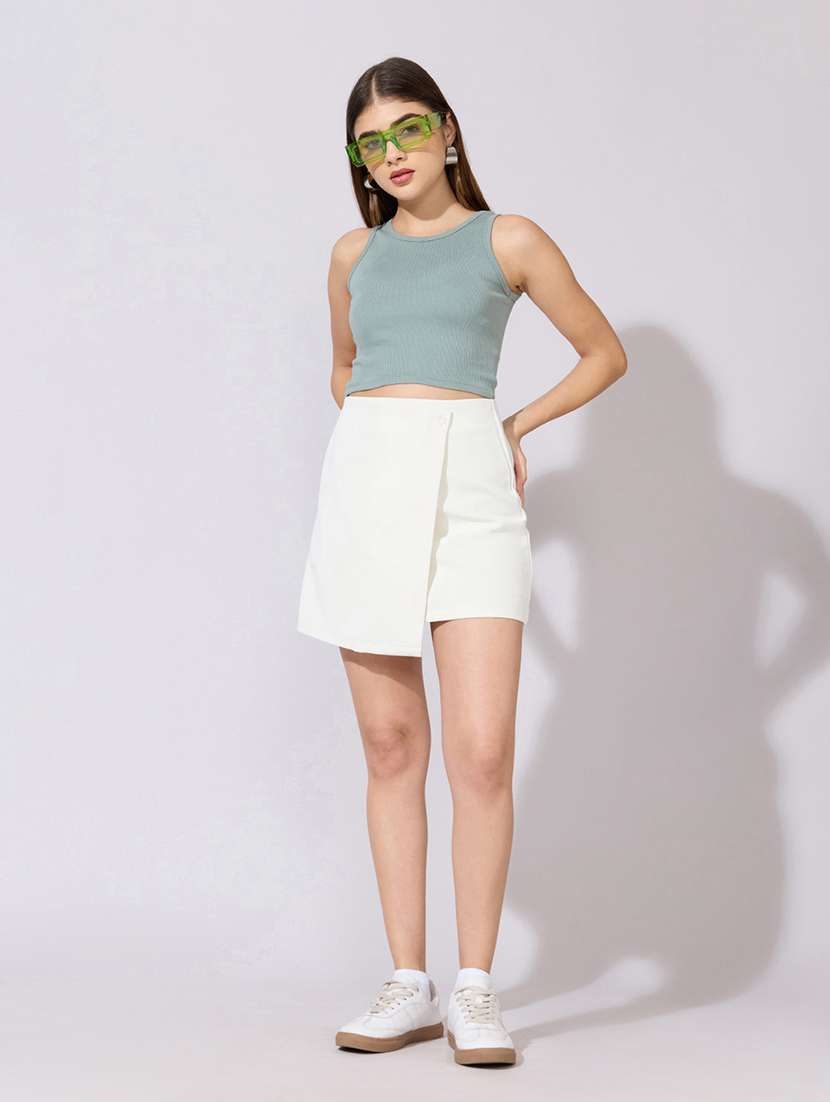 women solid high rise wrap skirt - 22380943 -  Standard Image - 2