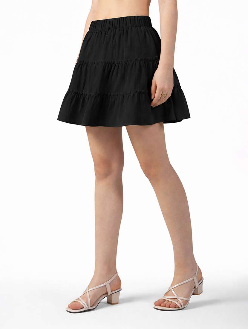 women solid mid rise tiered skirt - 22380946 -  Standard Image - 2
