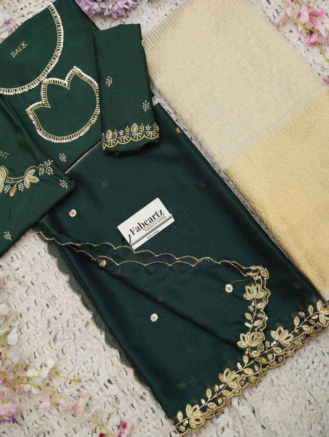 bottle green silk flared lehenga - 22380954 -  Standard Image - 2