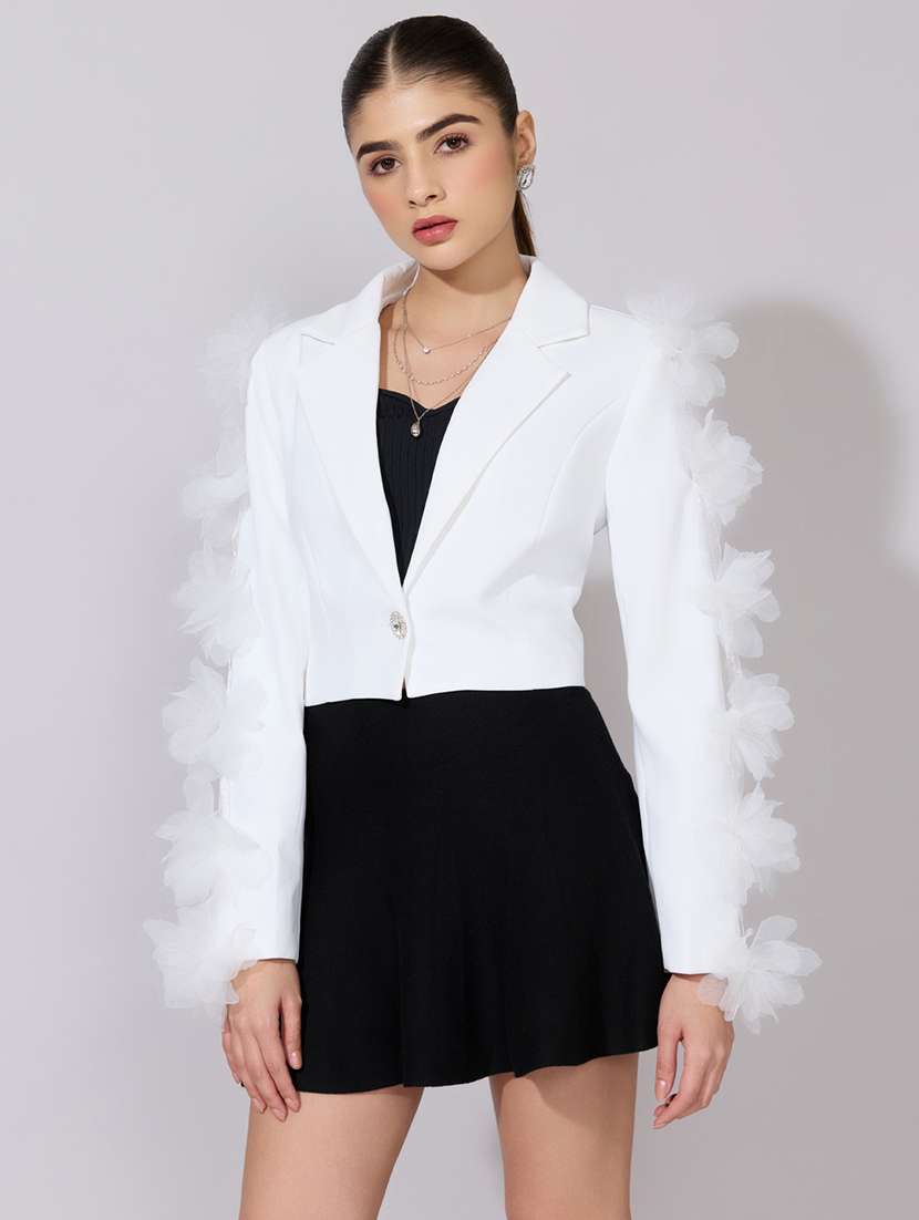 women self designed long sleeve casual blazer - 22380978 -  Standard Image - 2