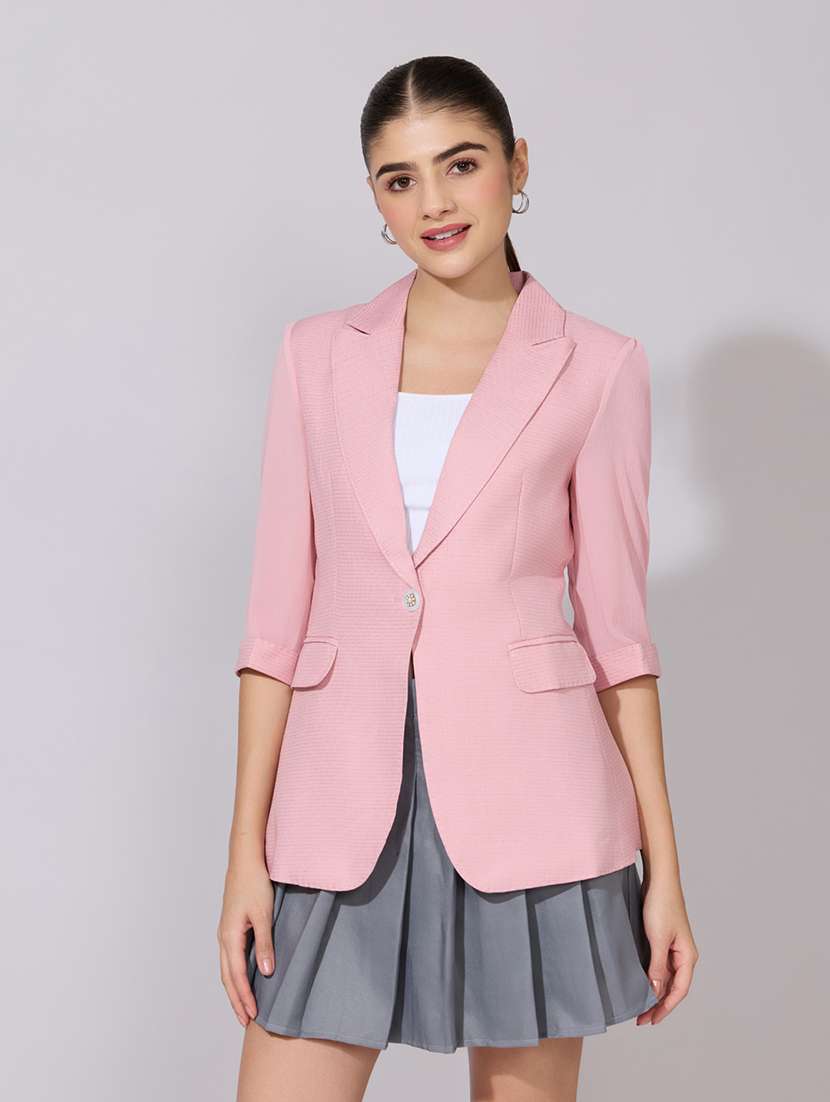 women solid long sleeve single breasted blazer - 22380982 -  Standard Image - 2