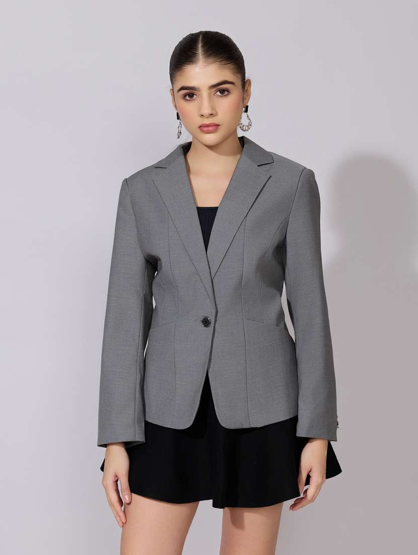 women solid long sleeve single breasted blazer - 22380985 -  Standard Image - 2