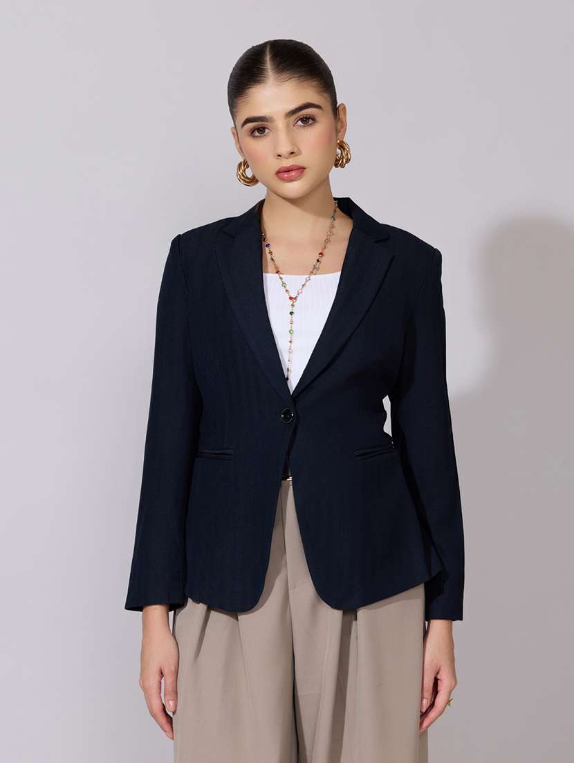 women solid long sleeve single breasted blazer - 22380987 -  Standard Image - 2