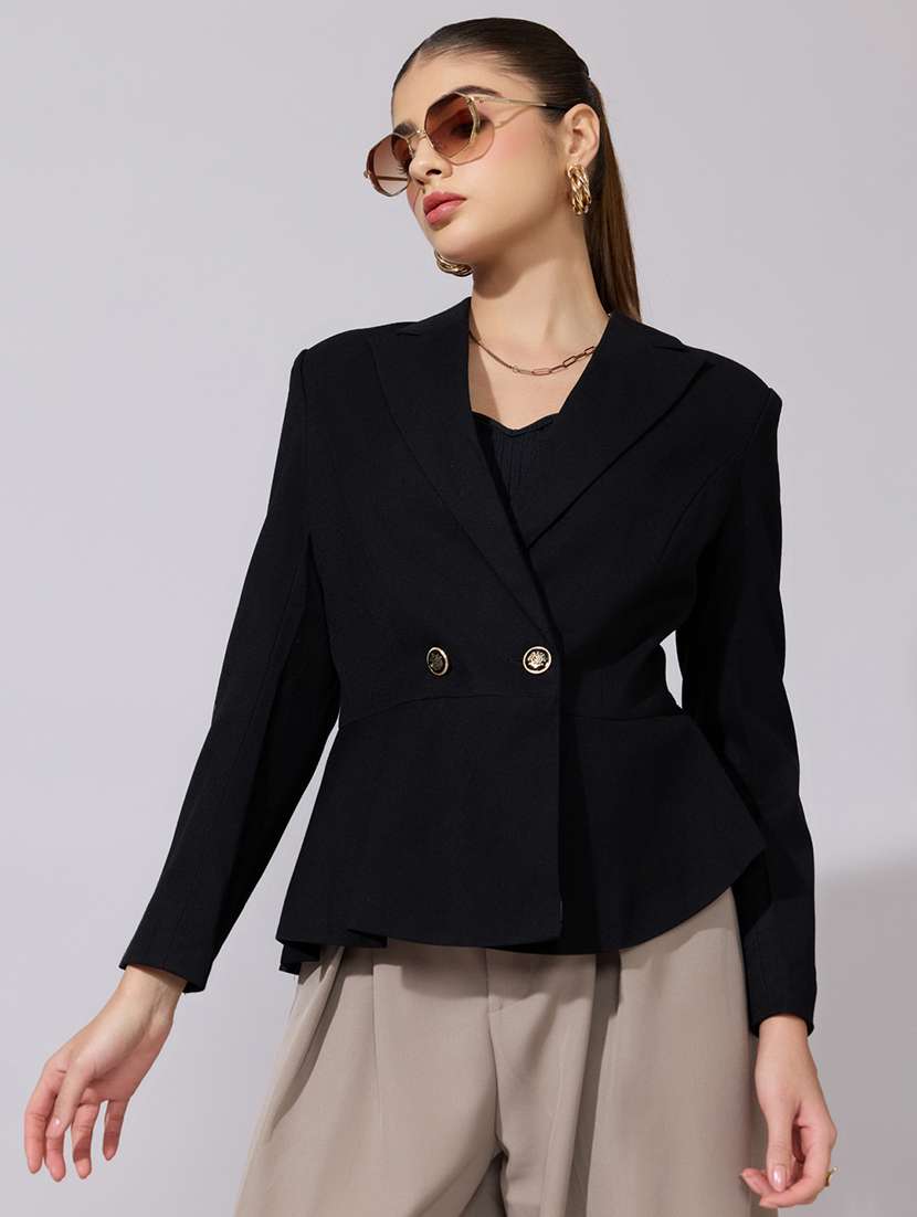 women solid long sleeve double breasted blazer - 22380991 -  Standard Image - 2