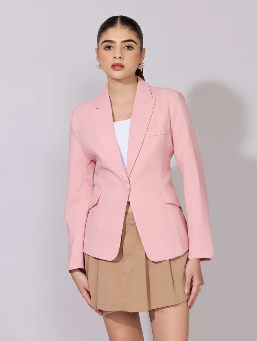 women solid long sleeve single breasted blazer - 22380995 -  Standard Image - 2