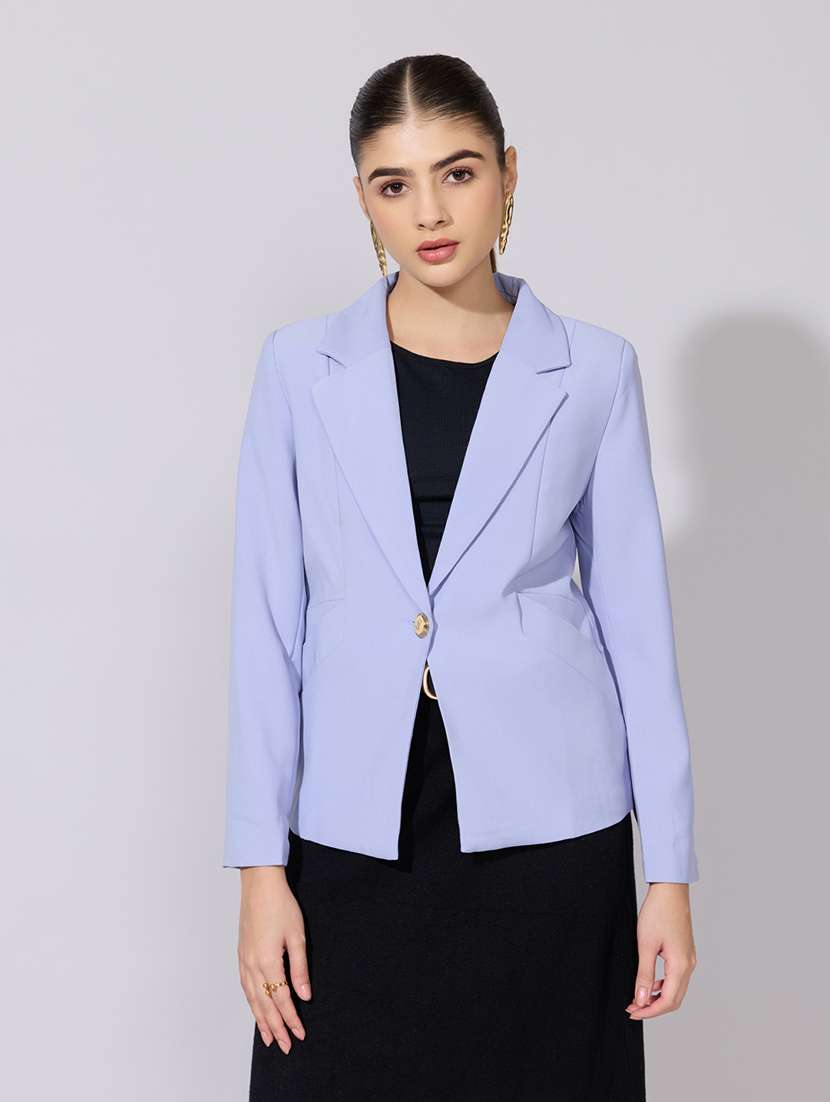 women solid long sleeve single breasted blazer - 22380997 -  Standard Image - 2