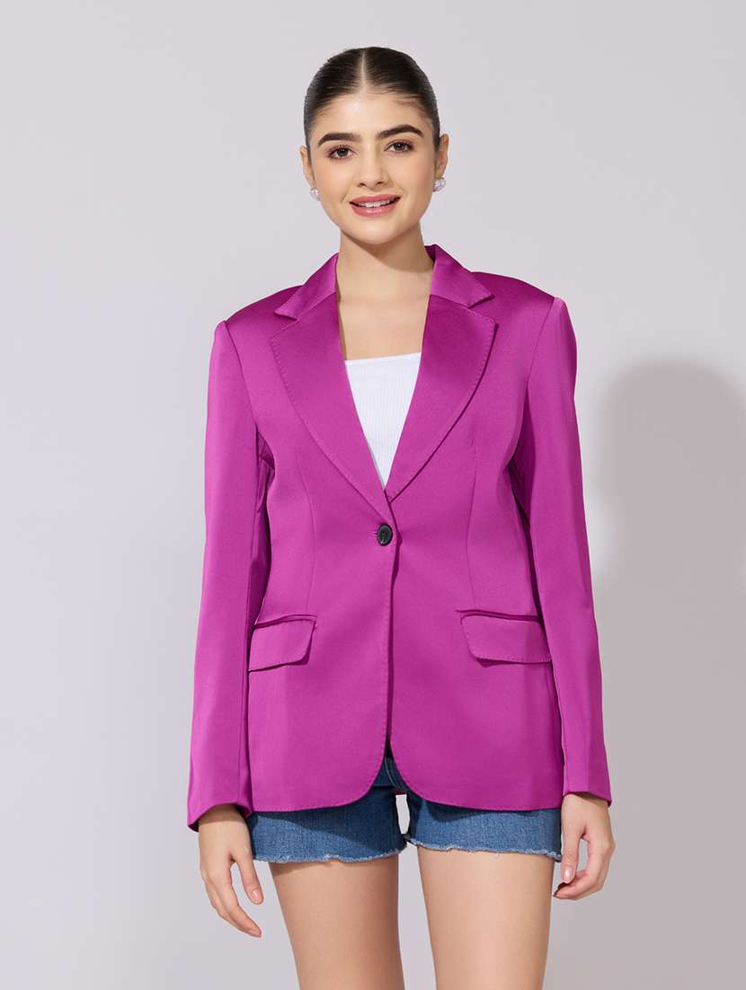 women solid long sleeve single breasted blazer - 22380998 -  Standard Image - 2