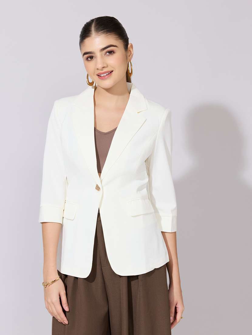 women solid long sleeve single breasted blazer - 22380999 -  Standard Image - 2