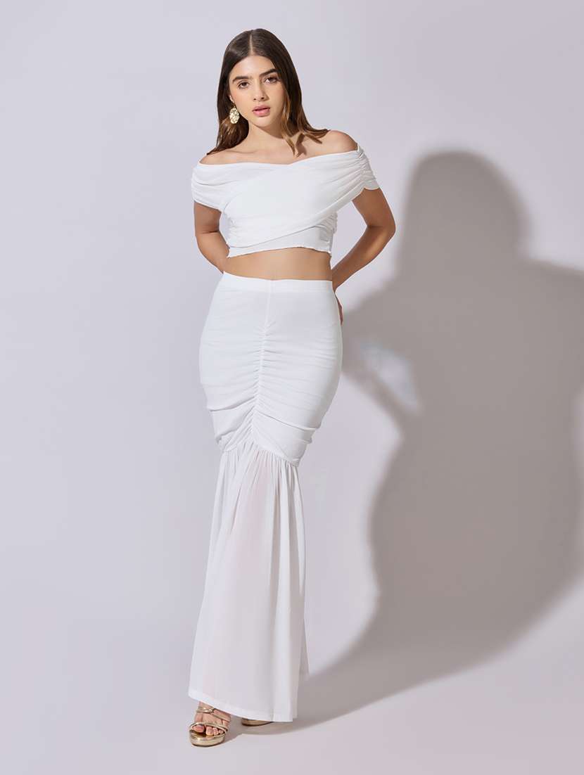 women solid top and skirt co-ord set - 22381015 -  Standard Image - 7