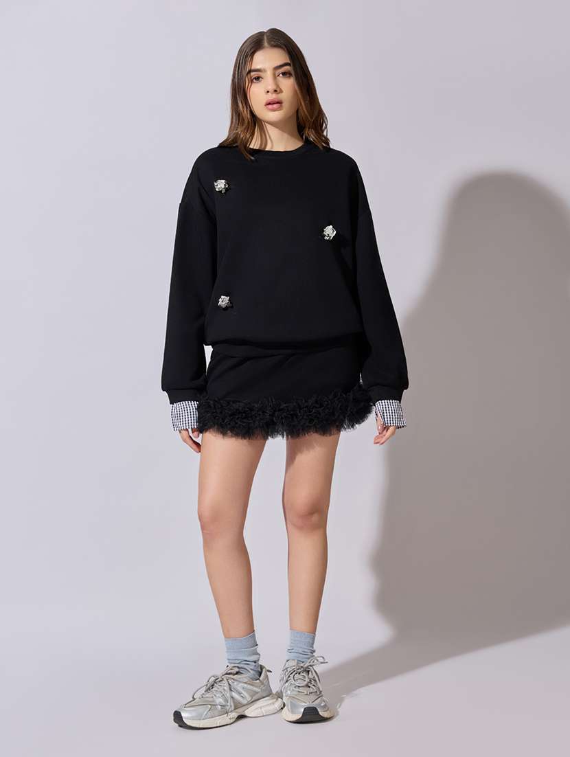 women solid top and skirt co-ord set - 22381019 -  Standard Image - 2