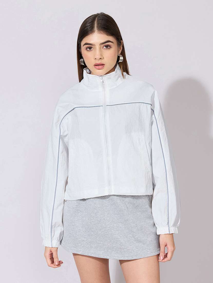 women solid long sleeve windcheater jacket - 22381023 -  Standard Image - 2