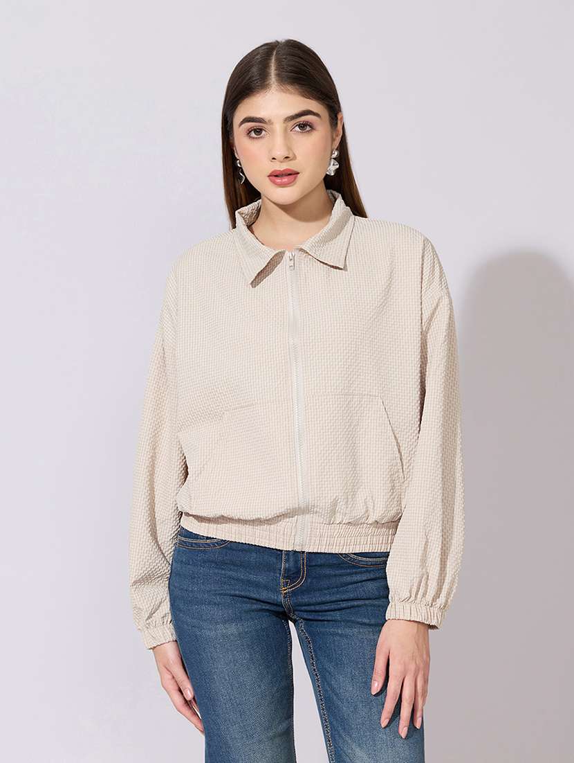 women solid long sleeve biker jacket - 22381030 -  Standard Image - 2