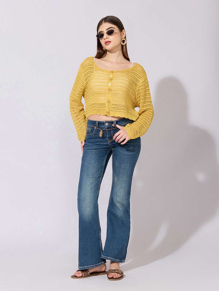 women solid long sleeve crop top with slip - 22381081 -  Standard Image - 7