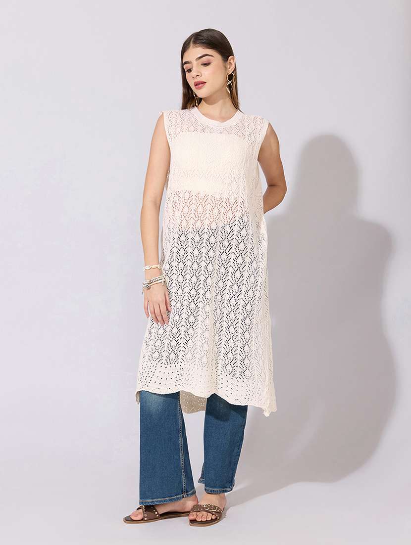 women crochet longline sleeveless sheer top  - 22381084 -  Standard Image - 2