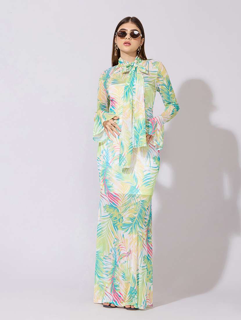 women printed bell sleeve bodycon dress with slip - 22381149 -  Standard Image - 2