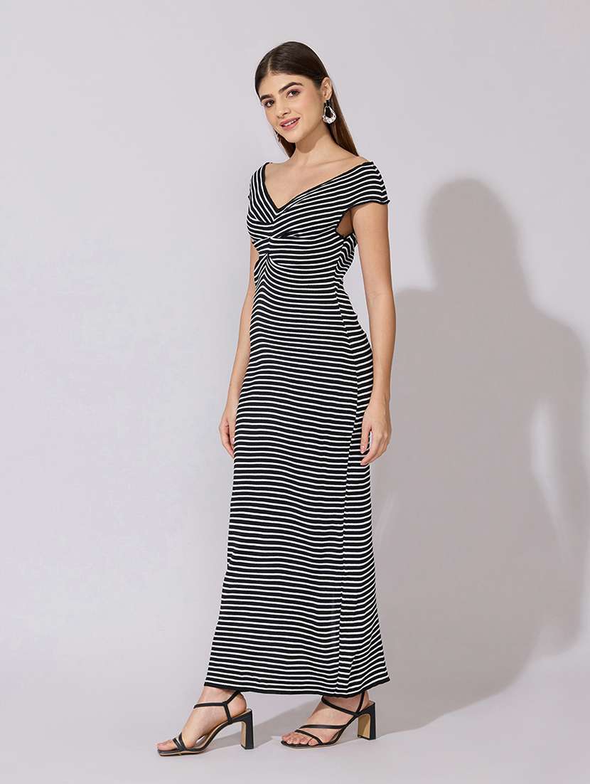 women striped off shoulder bodycon dress - 22381156 -  Standard Image - 2