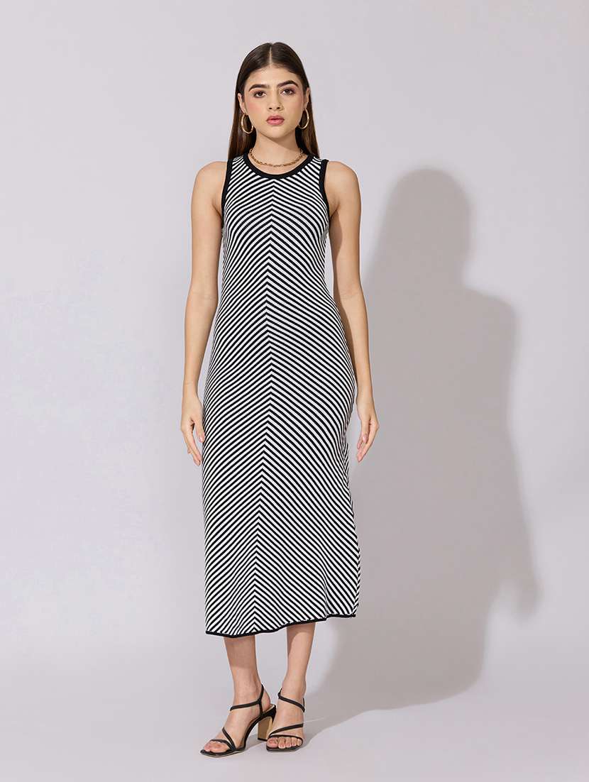 women striped sleeveless a-line dress - 22381164 -  Standard Image - 2