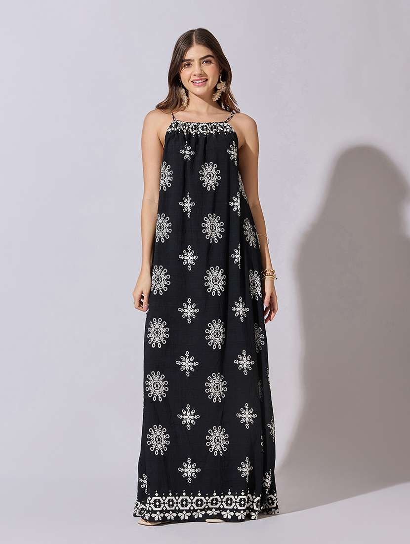 women embroidered shoulder strap a-line dress - 22381182 -  Standard Image - 2