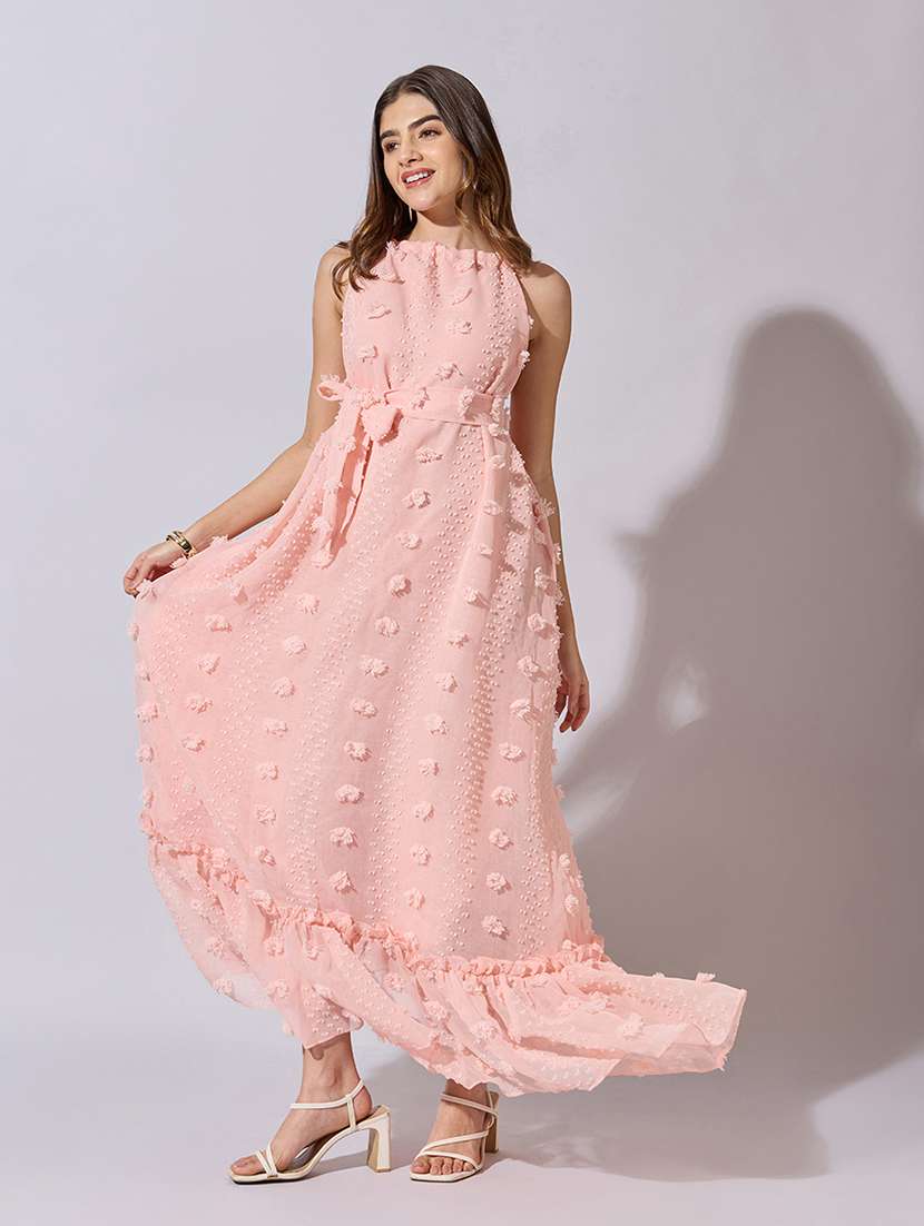 women self designed sleeveless tiered dress