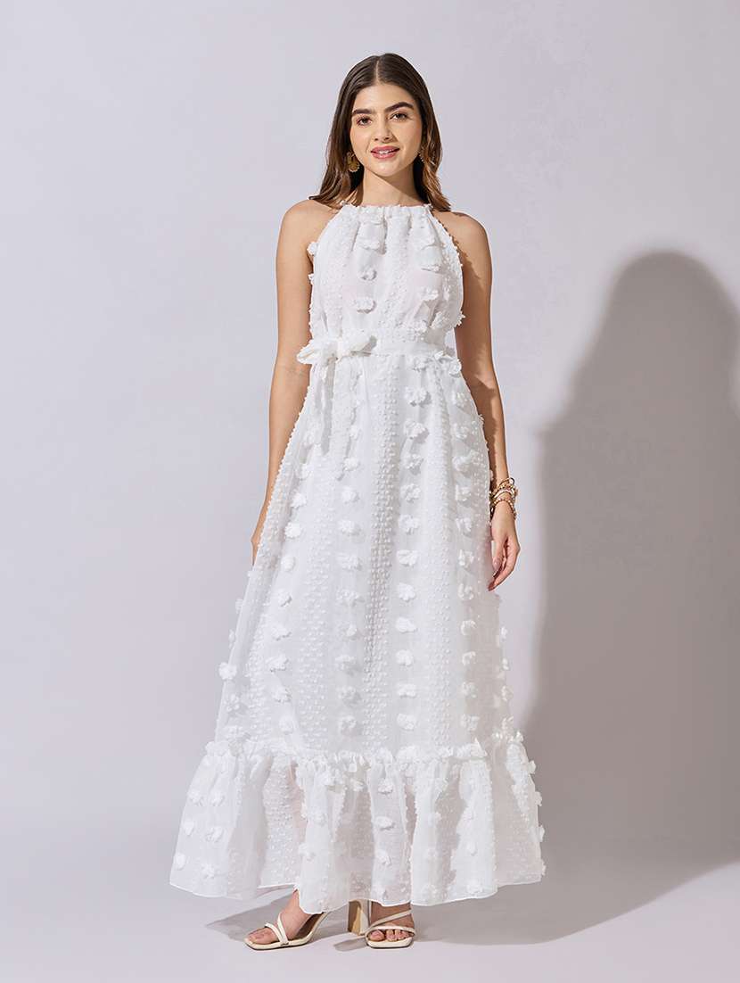 women self designed sleeveless tiered dress