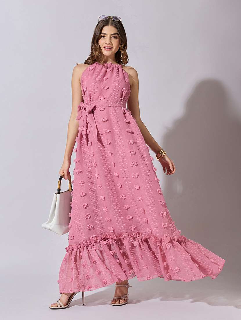 women self designed sleeveless tiered dress