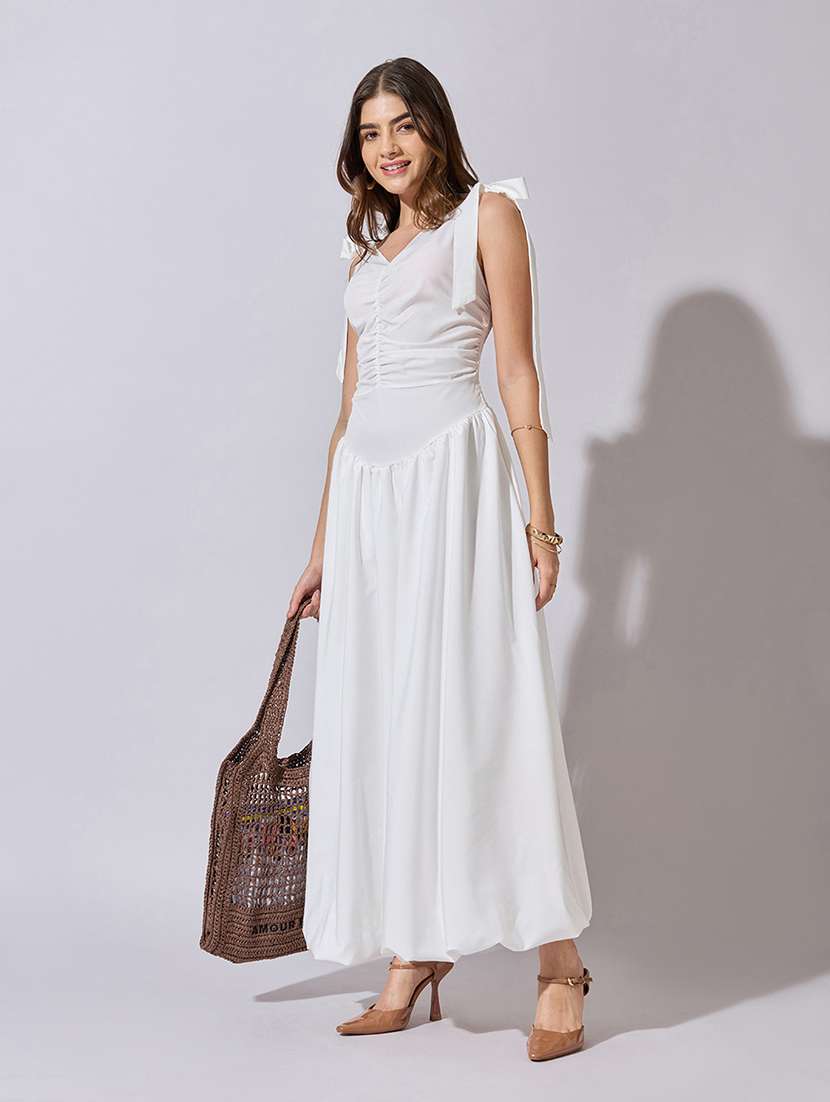 women solid sleeveless ballon dress - 22381224 -  Standard Image - 2