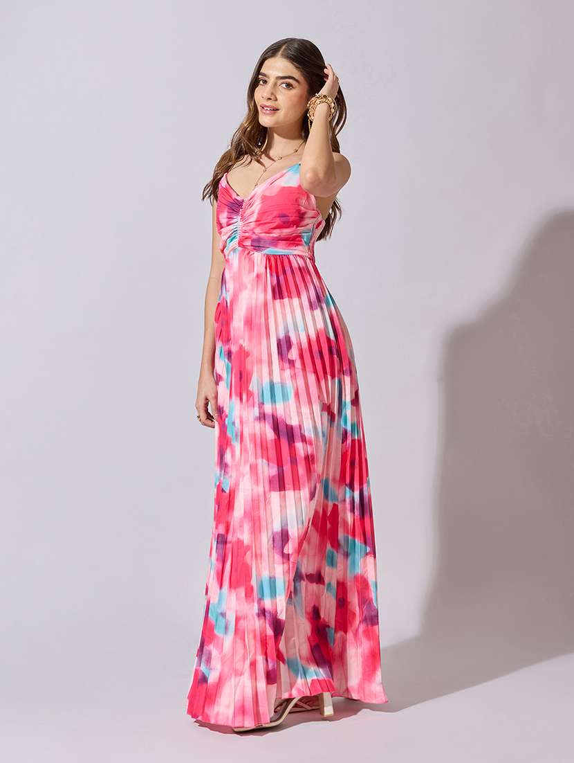 women floral print shoulder strap fit & flare dress - 22381226 -  Standard Image - 2