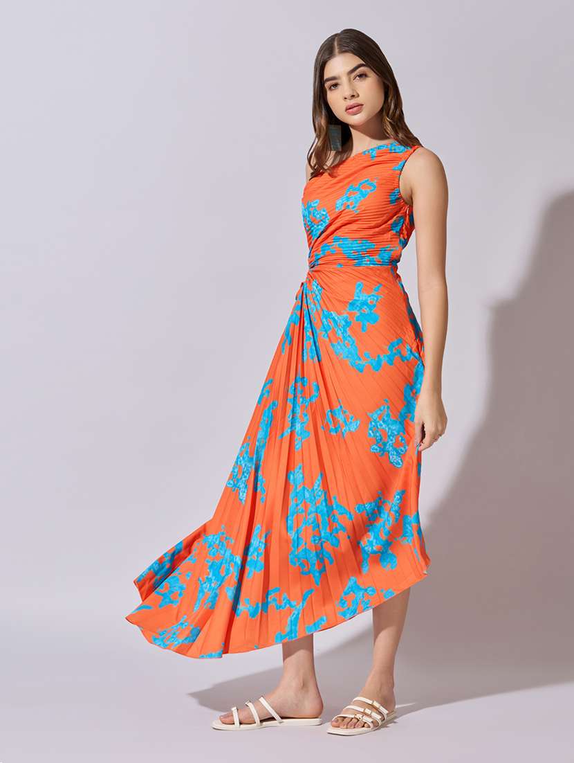 women printed single shoulder asymmetric dress - 22381236 -  Standard Image - 2