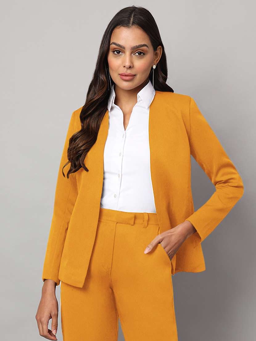 women solid long sleeve formal blazer