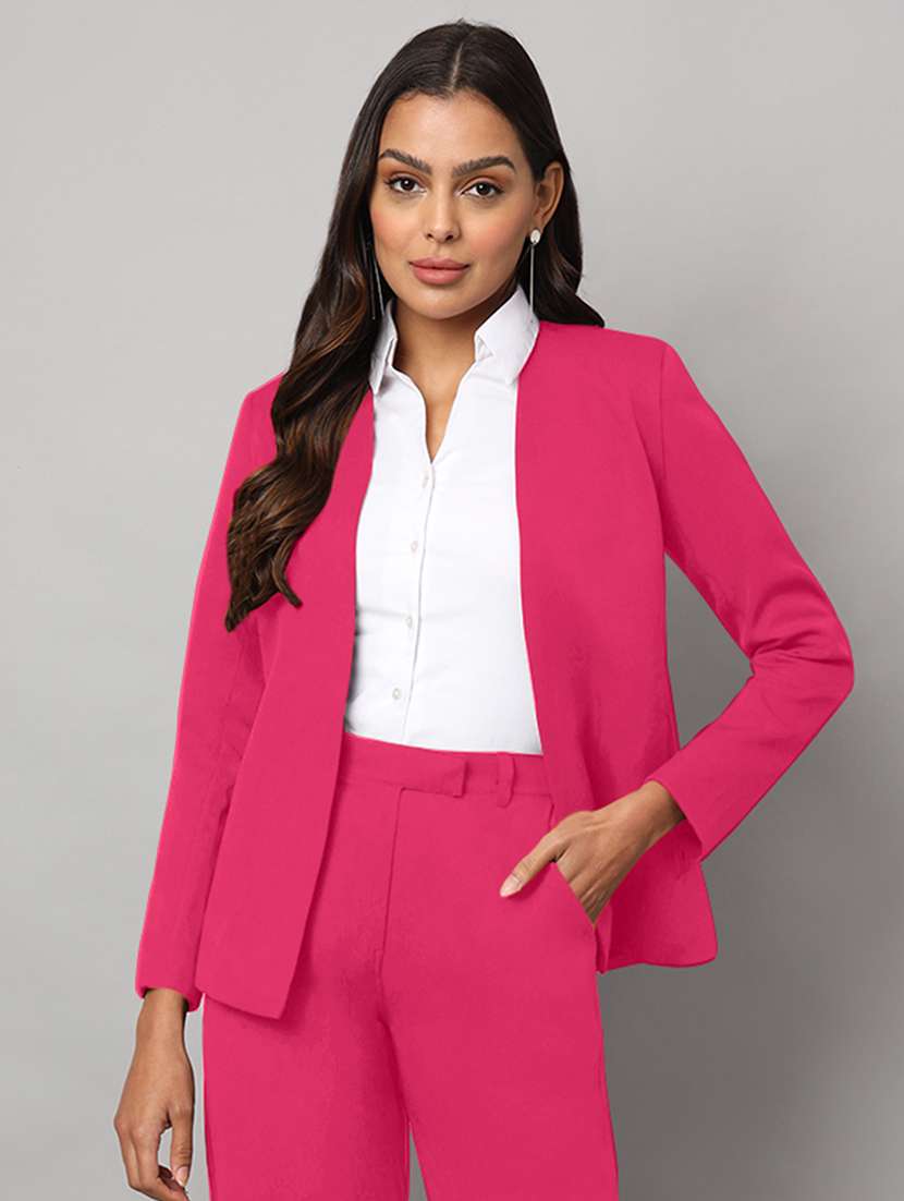 women solid long sleeve formal blazer