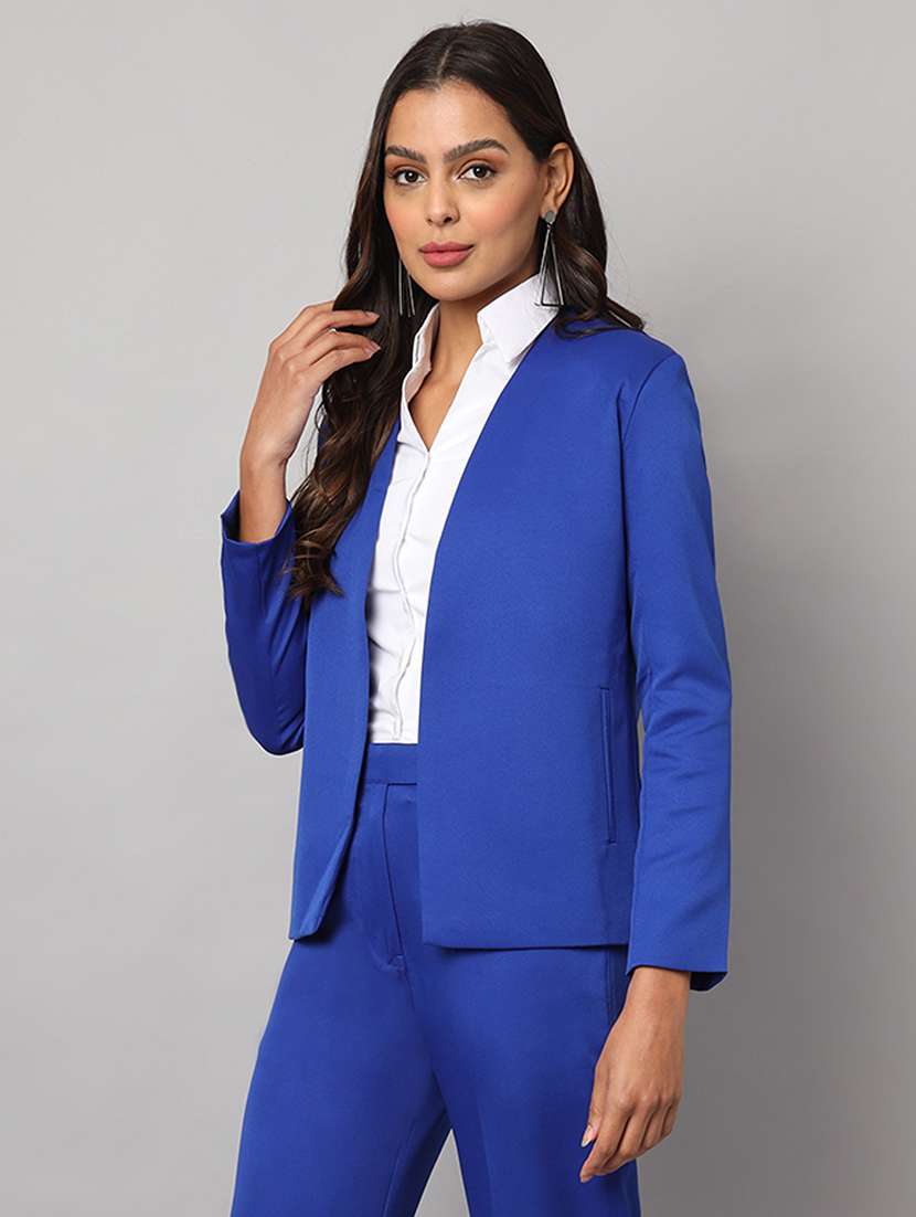 women solid long sleeve formal blazer - 22381255 -  Standard Image - 2