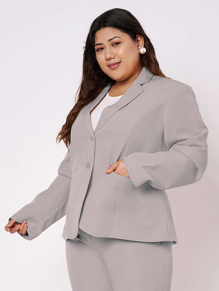 women solid long sleeve formal blazer - 22381260 -  Standard Image - 2