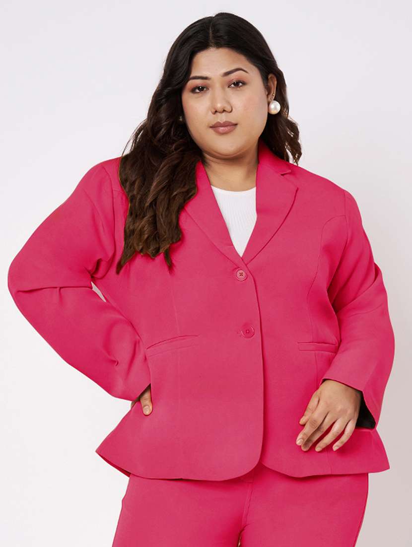 women solid long sleeve formal blazer