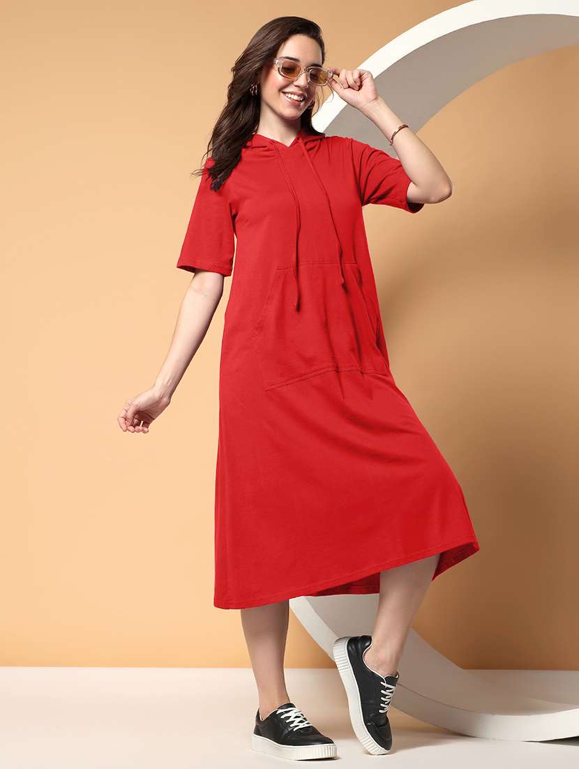 women solid short sleeve a-line dress