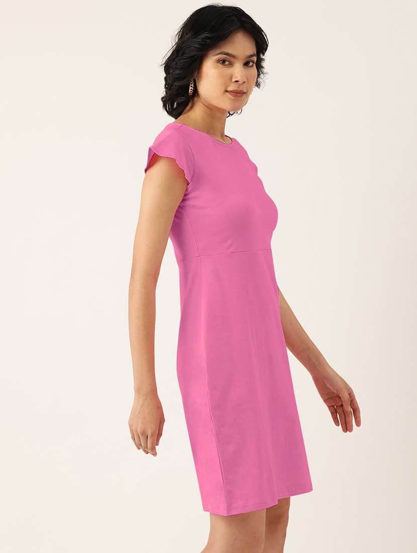 women solid short sleeve sheath dress - 22381345 -  Standard Image - 2