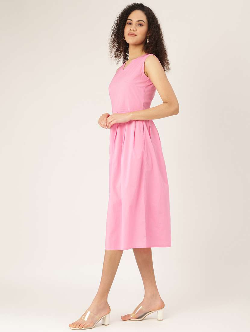 women solid sleeveless a-line dress - 22381394 -  Standard Image - 2