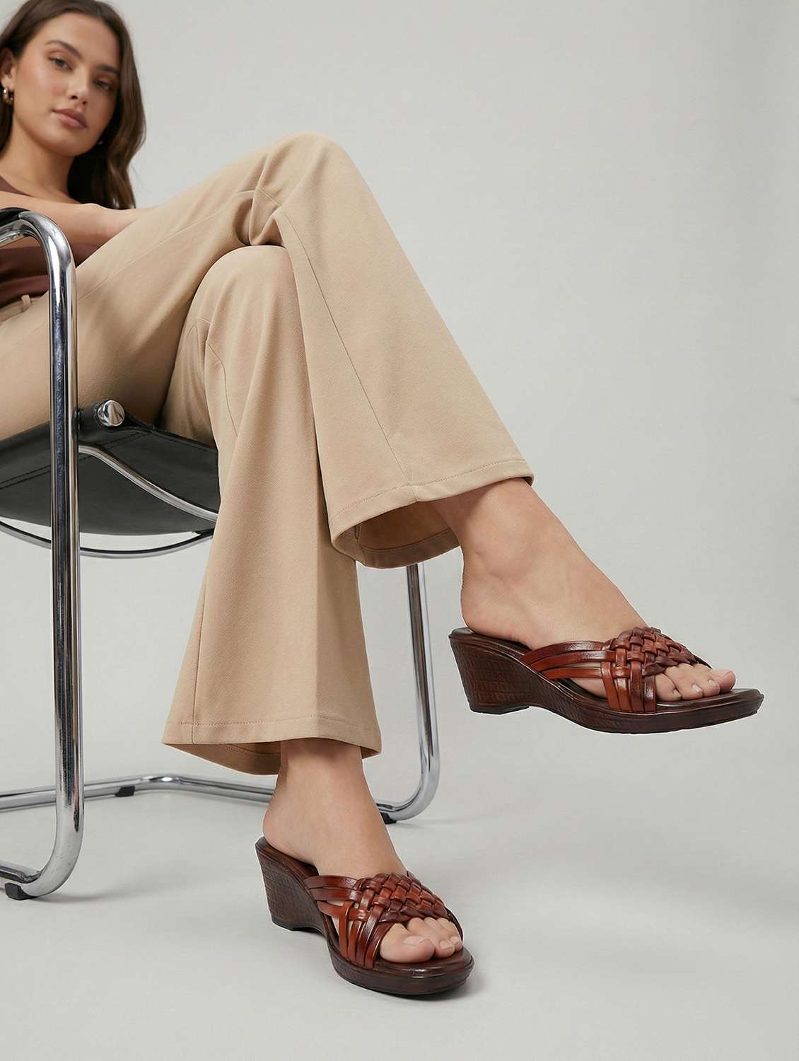 women tan slip on wedge - 22381606 -  Standard Image - 2