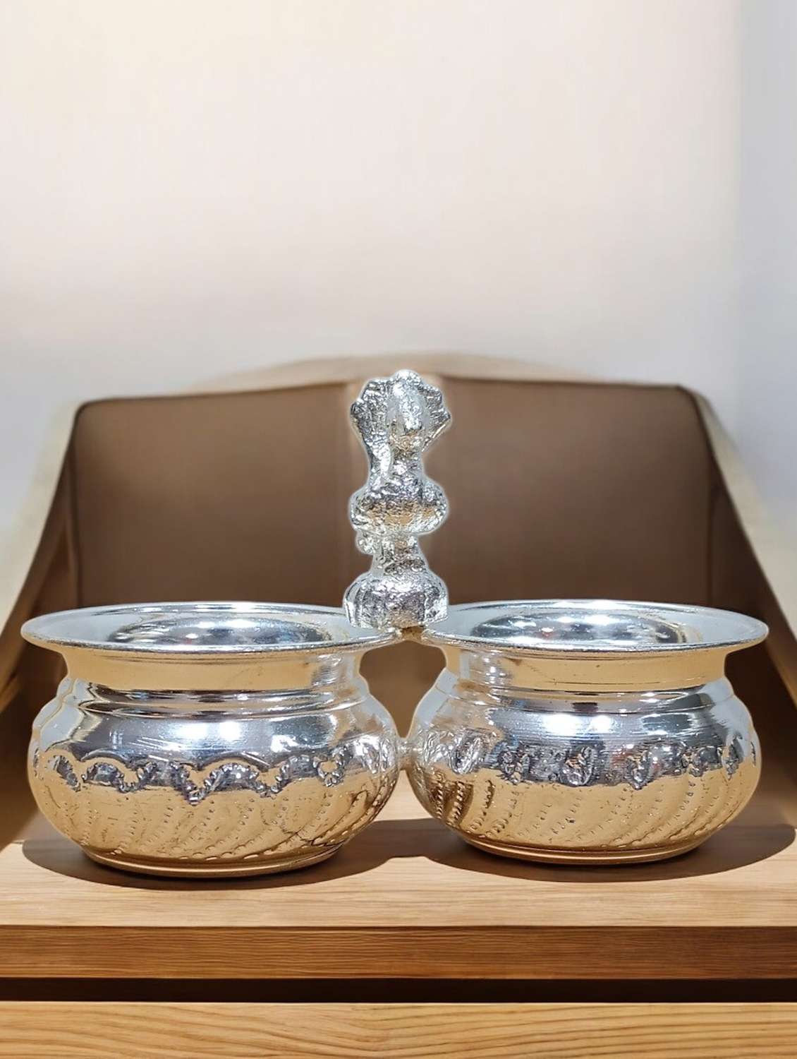 sigaram brass 4x3 inch 2 cup panchwala kum kum bharani for home pooja decore k4574 - 22381608 -  Standard Image - 2