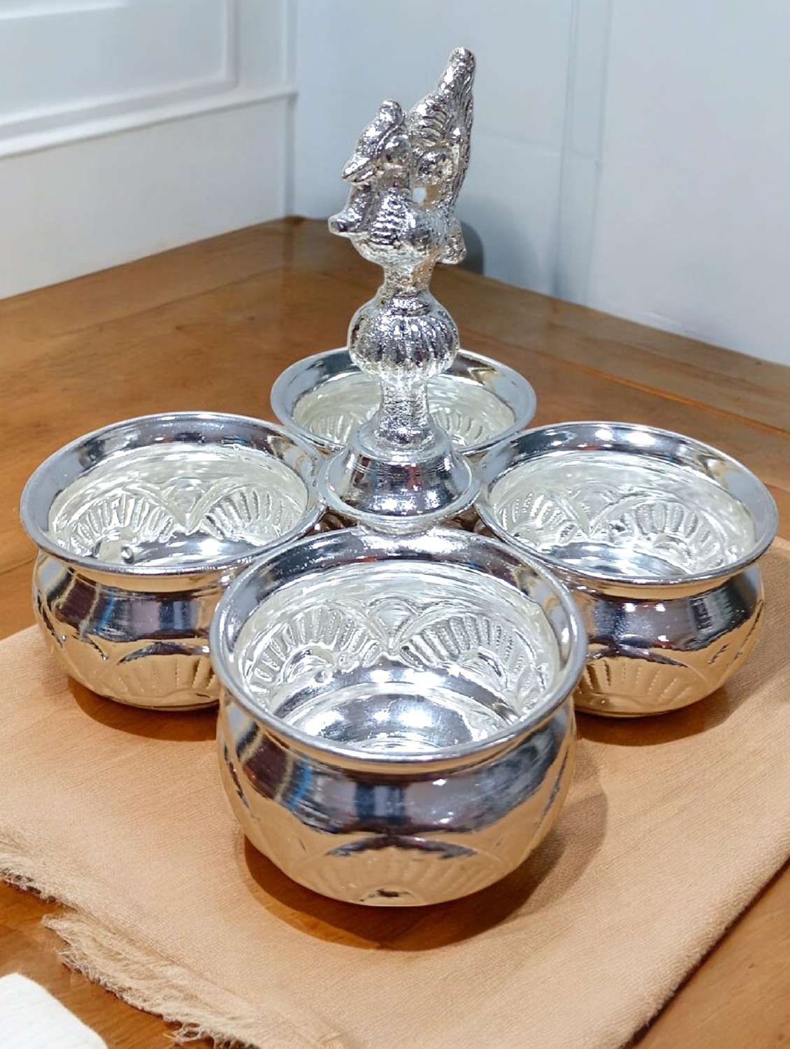 Sigaram Brass 5x5 Inch 4 Cup Panchwala Kum Kum Cup For Home Pooja Decore K4648 - 22381610 -  Standard Image - 2
