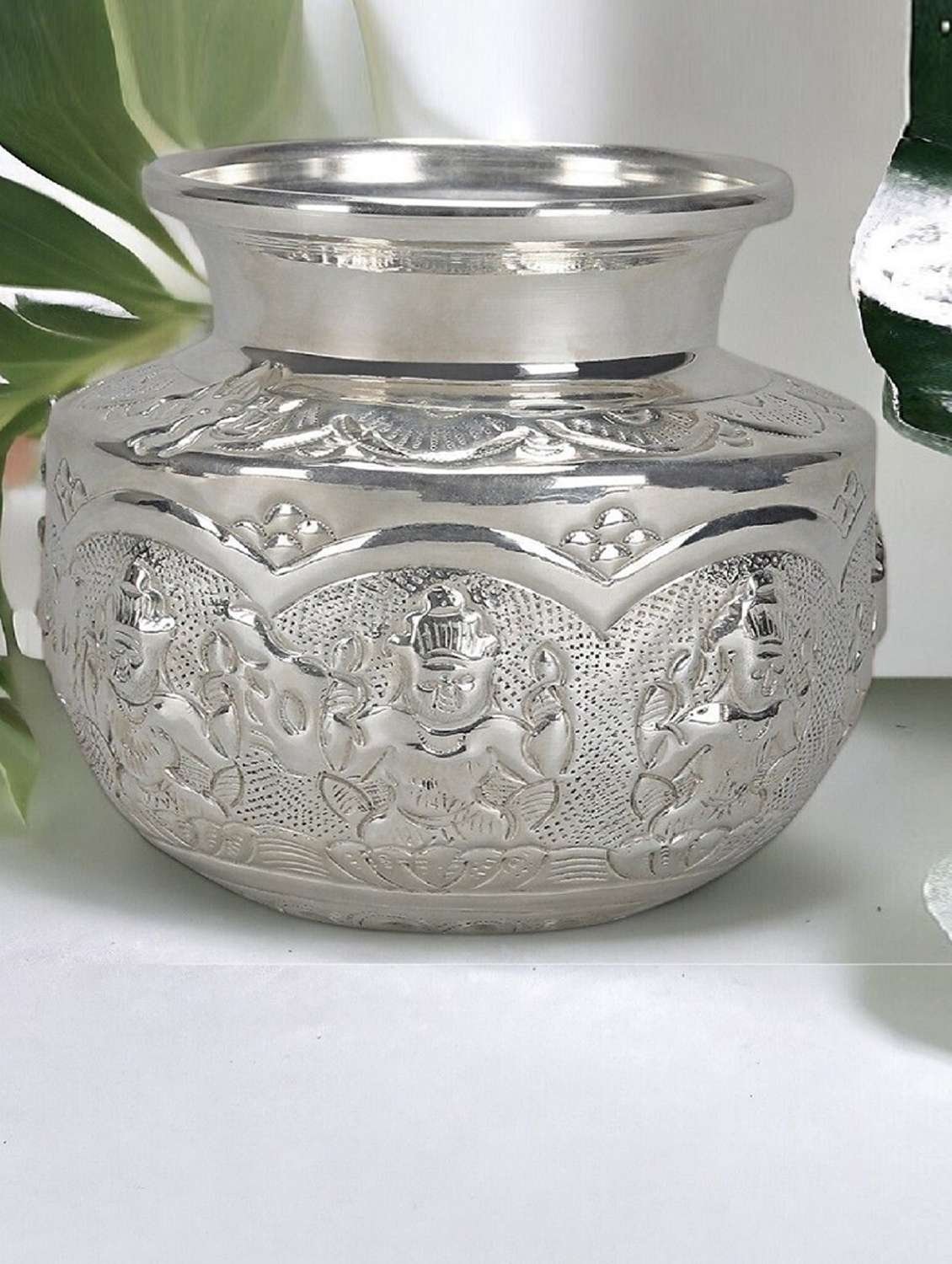 german silver embossed home decor pot - 22381621 -  Standard Image - 2